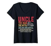 Womens Truck driver uncle the man the myth father's day birthday V-Neck T-Shirt