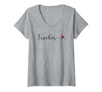 Women's Trucker Typography with a Heart V-Neck T-Shirt