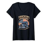 Womens Truckers Move America Bold Patriotic Design V-Neck T-Shirt