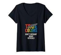 Womens True Colors Message - Don’t Cover The Truth V-Neck T-Shirt