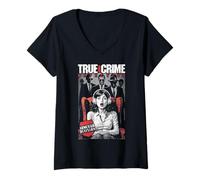 Womens True Crime Detective Armchair Division Vintage Book Cover V-Neck T-Shirt