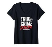 Women's True Crime Detective Couch Division Documentaries V-Neck T-Shirt
