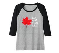 Womens True North Strong and Free Canadian Independence Day Raglan Baseball Tee