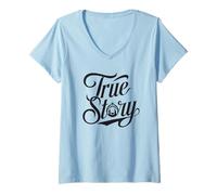 Womens True Story Christmas Nativity Calligraphy V-Neck T-Shirt