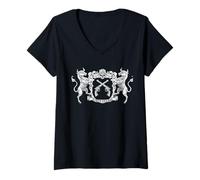 Womens True Texan Skull Western Cowboy Pistols Design V-Neck T-Shirt