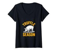 Women's Truffle Season Truffle Hunter Foraging Pig V-Neck T-Shirt
