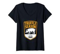 Women's Truffle Season Truffle Hunter Pig Mushroom Chef V-Neck T-Shirt