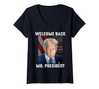 Women's Trump Welcome Back, MR. President Donald Trump V-Neck T-Shirt