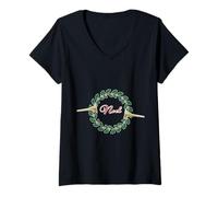 Womens Trumpets Announcing Noel: Merry Christmas Wreath V-Neck T-Shirt