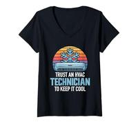 Womens Trust an HVAC Technician to Keep It Cool | Fun Tee Repairman V-Neck T-Shirt