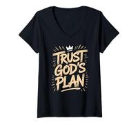 Women's Trust God's Plan Christian Faith V-Neck T-Shirt