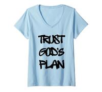 Women's Trust God's Plan Christian Faith V-Neck T-Shirt