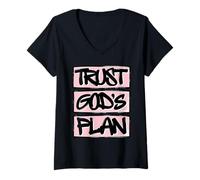 Women's Trust God's Plan Christian Faith V-Neck T-Shirt