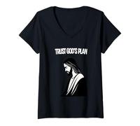 Womens Trust God's Plan Jesus Christ Religious Faith Spiritual V-Neck T-Shirt