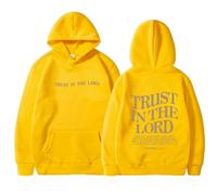 Womens Trust In The Lord Loose Fit Y2K Hoodies Long Sleeve with Hood 2025 Gothic Hooded Sweatshirts for Teens Graphic Funny Sweaters Pullover Hoodies Fashion Plain Clothes Trendy Yellow