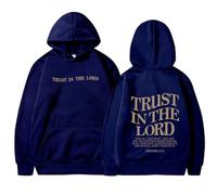 Womens Trust In The Lord Loose Fit Y2K Hoodies Long Sleeve with Hood 2025 Gothic Hooded Sweatshirts for Teens Graphic Funny Sweaters Pullover Hoodies Fashion Plain Clothes Trendy Navy