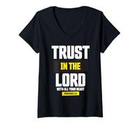 Womens Trust in The Lord Proverbs 3:5 Bible Verse Christian Faith V-Neck T-Shirt