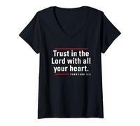 Womens Trust in the Lord - Proverbs 3:5 Bible Verse Quote Christian V-Neck T-Shirt