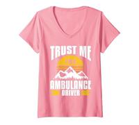 Women's Trust Me I'm A Ambulance Driver V-Neck T-Shirt, Pink, Medium