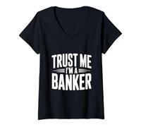 Women's Trust Me I'm a Banker Funny Finance Humor V-Neck T-Shirt