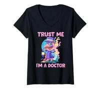 Women's Trust Me Im A Doctor Pastel Goth Plague Doctor V-Neck T-Shirt