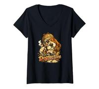 Women's Trust Me, I'm a Dogtective! Funny Detective Dog V-Neck T-Shirt
