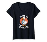 Womens Trust Me Im A Ducktor Funny Duck Medical Animal Pun V-Neck T-Shirt