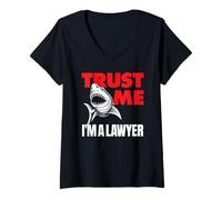 Women's Trust ME I'm A Lawyer - Funny Shark Retro Law School Student V-Neck T-Shirt