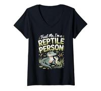 Women's Trust Me I'm a Reptile Person Caiman Exotic Pet V-Neck T-Shirt