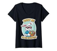 Womens Trust Me I'm an Eggspert Funny Easter Bunny Rabbit Egg Hunt V-Neck T-Shirt