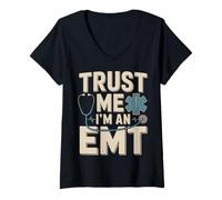 Women's Trust Me I'm an EMT EMS Paramedic Rescue Medic V-Neck T-Shirt