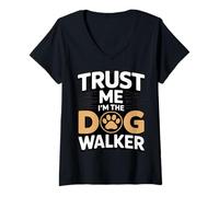 Women's Trust Me I'm The Dog Walker Funny Paw Saying V-Neck T-Shirt