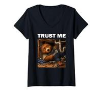 Women's Trust Me Like Father Like Son Bear Plumber Dad V-Neck T-Shirt