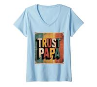 Womens Trust Papa, Retro Vintage Bold Design V-Neck T-Shirt