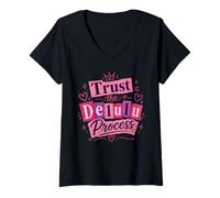 Women's Trust the Delulu Process Ransom Letter Style Funny Quote V-Neck T-Shirt