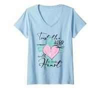 Womens Trust The Lord With All Your Heart Christian Bible Cross V-Neck T-Shirt