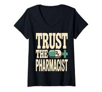 Women's Trust The Pharmacist Pill Pharmacy Quote V-Neck T-Shirt