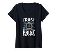 Women's Trust The Print Process 3D Printer Maker V-Neck T-Shirt