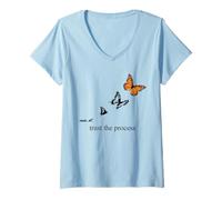 Womens Trust The Process Butterfly V-Neck T-Shirt