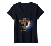 Womens Trust The Universe Speaks to Those Who Listen Spiritual V-Neck T-Shirt
