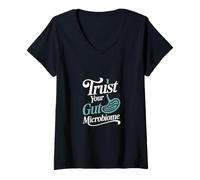 Womens Trust Your Gut Microbiome Microbiologist V-Neck T-Shirt