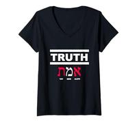 Womens Truth Aleph Mem Tav Hebrew Word Truth Alef Tav John 8 32 V-Neck T-Shirt