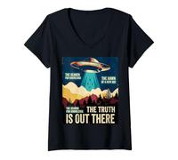 Women's Truth, is Out There Area - 51 Alien UFO V-Neck T-Shirt
