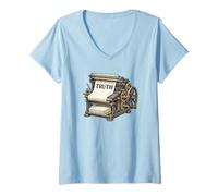 Women's Truth Printing Press Vintage Free Press Journalism V-Neck T-Shirt