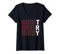 Women's Try Just for Today Alcohol Anonymous Inspirational V-Neck T-Shirt