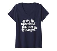 Women's Try Optimistic Nihilism Today! - Philosophy Existential V-Neck T-Shirt