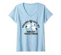 Womens TRYING TO GET MY SHEEP TOGETHER Funny design V-Neck T-Shirt