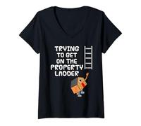Womens Trying to Get On The Property Ladder, Housing Crisis Economy V-Neck T-Shirt