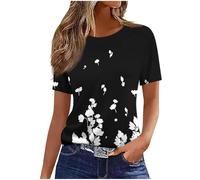 Womens Tshirts Gradient Print Round Neck Tops Casual Short Sleeve T Shirts Ladies Summer Tops Plus Size Going Out Tees Shirt Loose Tunic Tops Fashion Basic Office Work Blouse