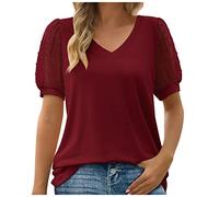 Womens Tshirts Short Sleeve Square Neck T Shirts Ladies Casual Beach Blouses Summer Plain Tees Shirt Loose Puff Short Sleeve Tunic Tops Basic Office Work Blouse Going Out Tops UK Clearance